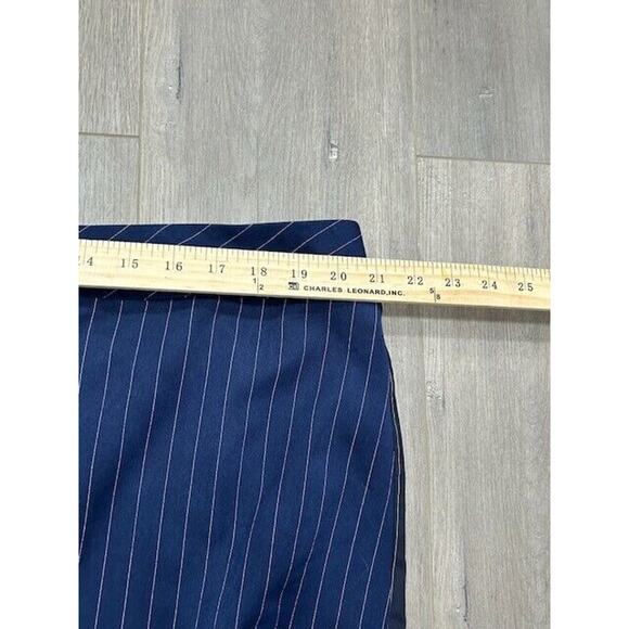 Soncy Mini Skirt Ruched Side Asymmetric Hem Unlined Pinstriped Blue 3 (22/24) - Picture 5 of 8